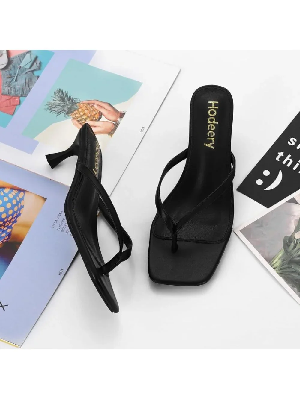 Chic Women's Open Toe Kitten Heel Thong Sandals - 2.5